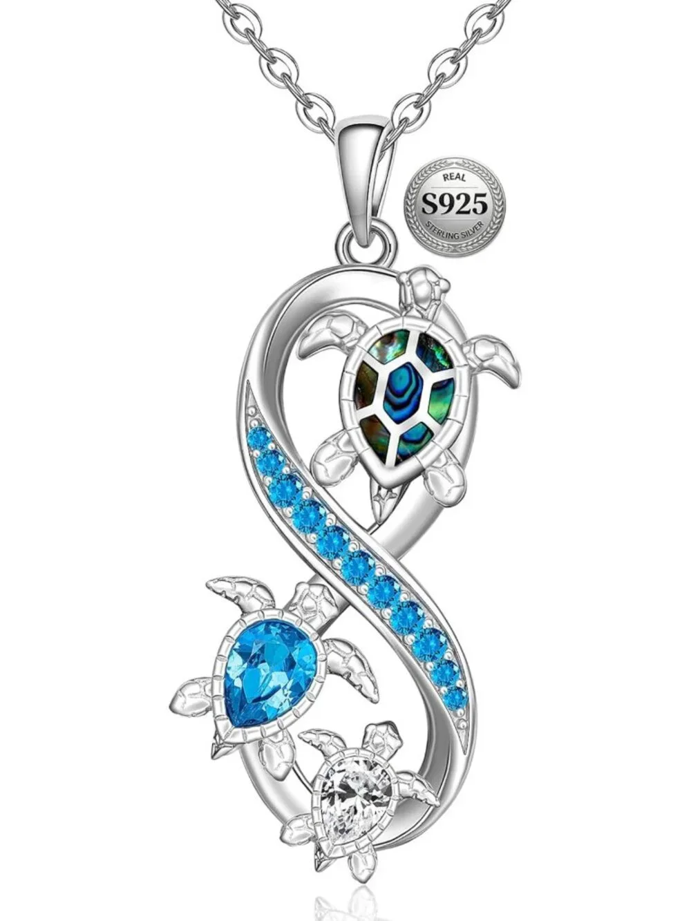 Sterling Silver Sea Turtle Pendant Necklace for Women | Blue Opal Ocean Jewelry